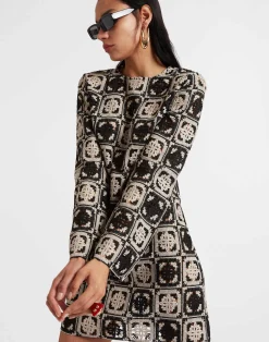La DoubleJ Vestiti<Mini Supreme Swing DressMini Tiles Black in Macram&eacute;