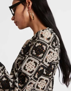 La DoubleJ Vestiti<Mini Supreme Swing DressMini Tiles Black in Macram&eacute;