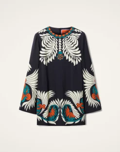 La DoubleJ Vestiti<Mini Supreme Swing DressMix Tiles Plac&eacute;e Black in Envers Satin