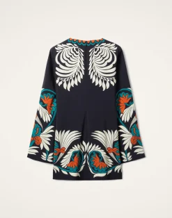 La DoubleJ Vestiti<Mini Supreme Swing DressMix Tiles Plac&eacute;e Black in Envers Satin