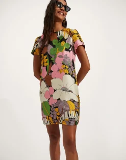 La DoubleJ Vestiti<Mini Swing DressBig Flower in Silk Twill