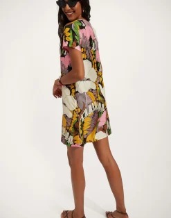 La DoubleJ Vestiti<Mini Swing DressBig Flower in Silk Twill
