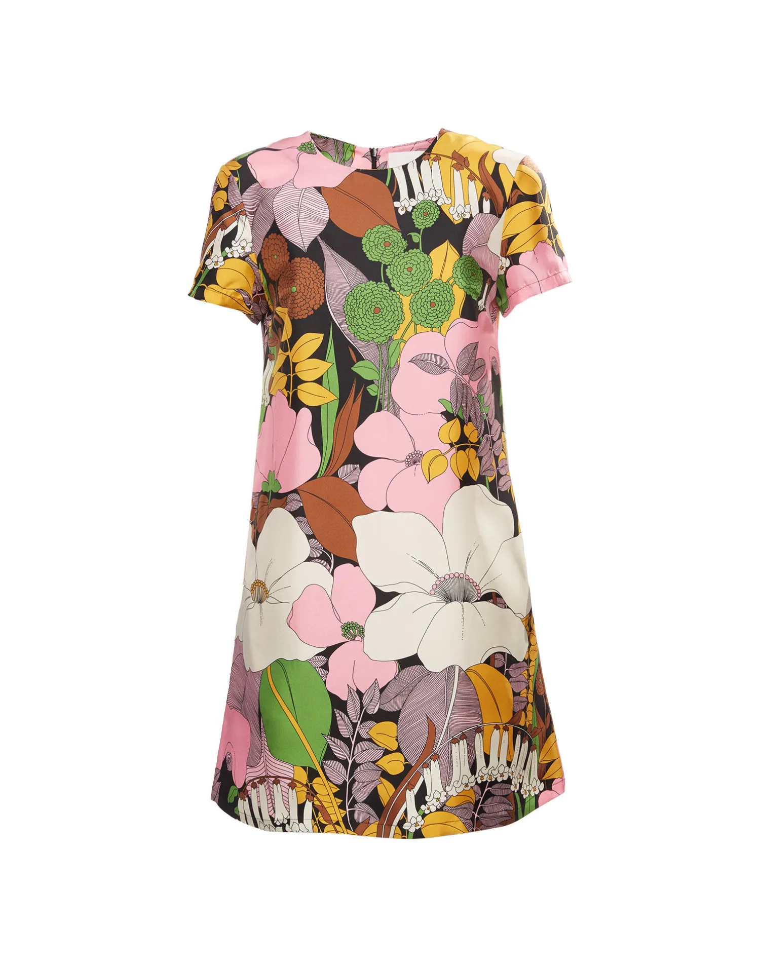 La DoubleJ Vestiti<Mini Swing DressBig Flower in Silk Twill