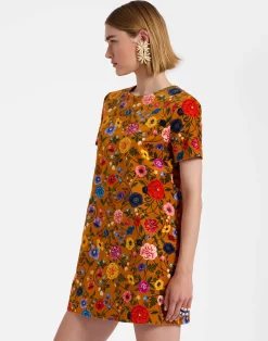 La DoubleJ Party Dressing<Mini Swing DressBotticelli Rust in Cotton Velvet