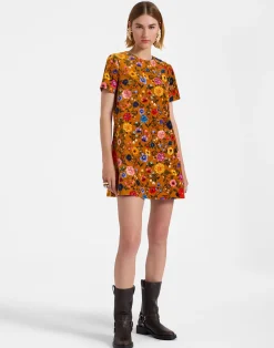 La DoubleJ Party Dressing<Mini Swing DressBotticelli Rust in Cotton Velvet
