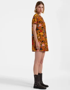 La DoubleJ Party Dressing<Mini Swing DressBotticelli Rust in Cotton Velvet