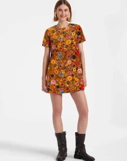 La DoubleJ Party Dressing<Mini Swing DressBotticelli Rust in Cotton Velvet
