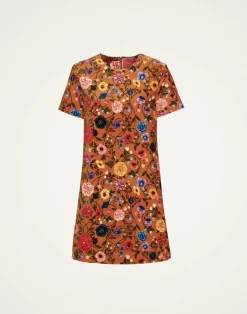 La DoubleJ Party Dressing<Mini Swing DressBotticelli Rust in Cotton Velvet