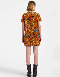 La DoubleJ Vestiti<Mini Swing DressBotticelli Rust in Cotton Velvet