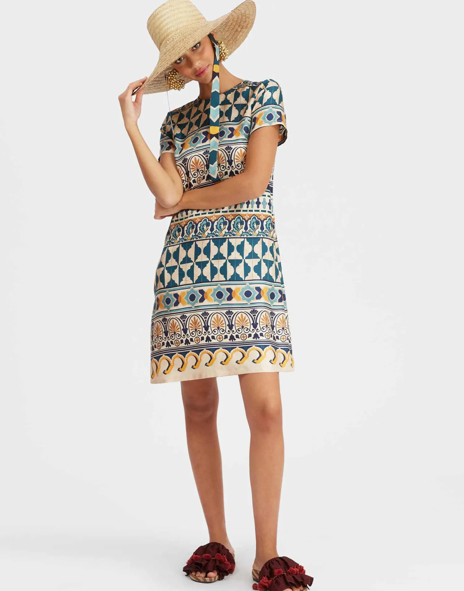 La DoubleJ Vestiti<Mini Swing DressCasareale Small Placèe Cream in Silk Twill