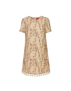 La DoubleJ Vestiti<Mini Swing Dress EmbroideredPrimavera Cream in Tweed
