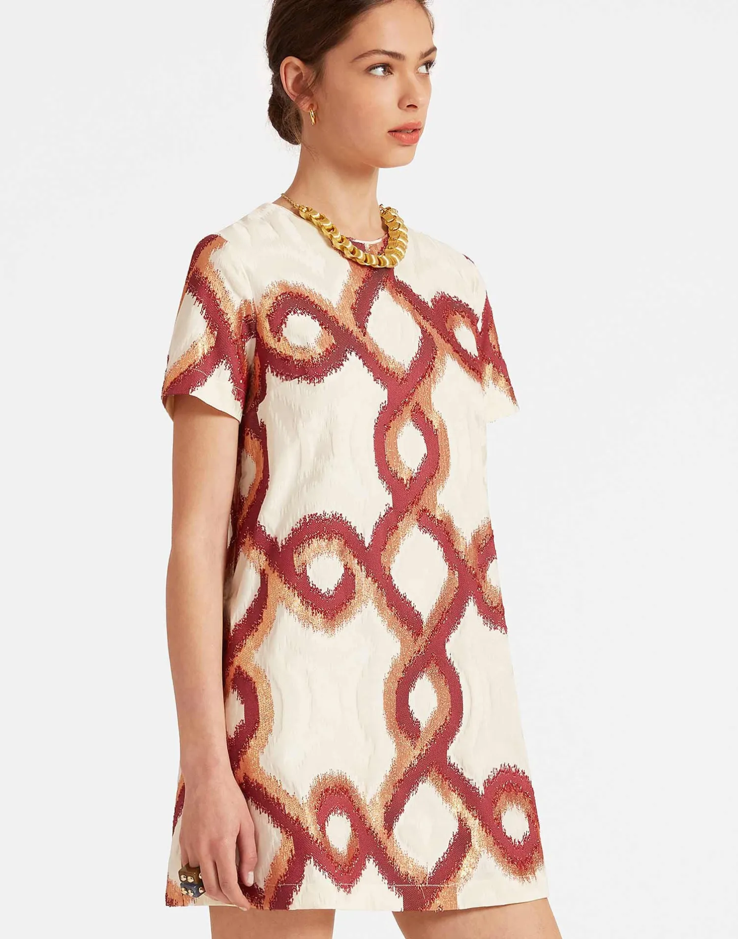 La DoubleJ Party Dressing<Mini Swing DressTackle Burgundy in Jacquard