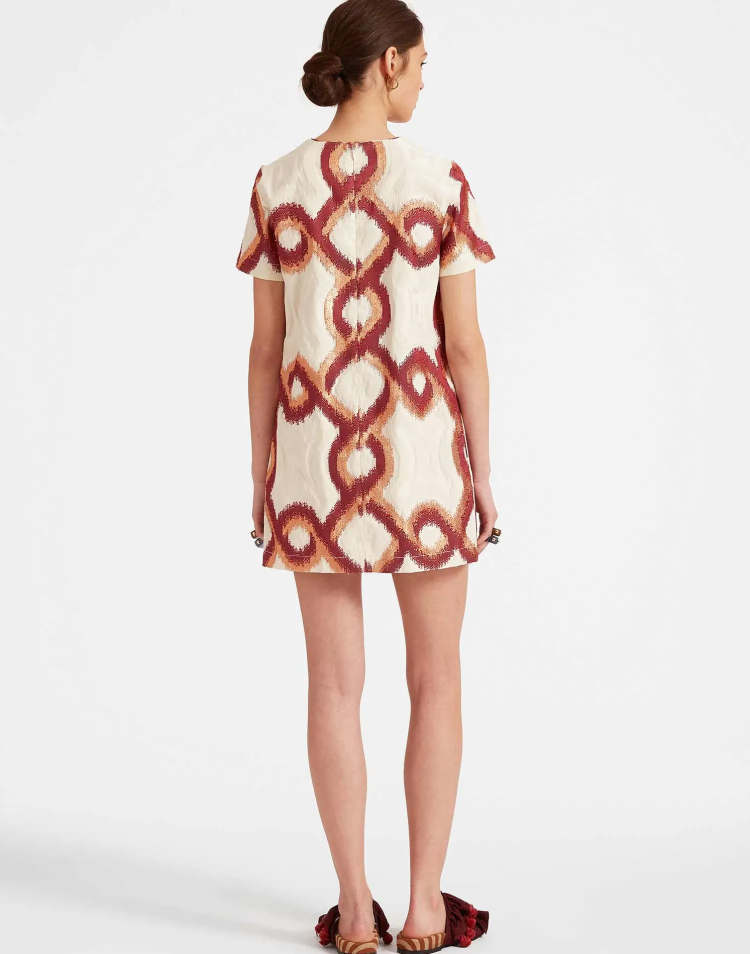 La DoubleJ Party Dressing<Mini Swing DressTackle Burgundy in Jacquard