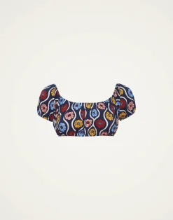 La DoubleJ Moda Mare<Mirage TopWhitsun Mini Blue in Piquet Lycra