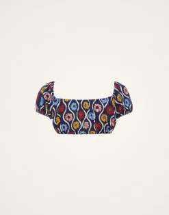 La DoubleJ Moda Mare<Mirage TopWhitsun Mini Blue in Piquet Lycra