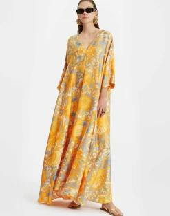 La DoubleJ Vestiti<Muumuu DressAnemone Orange in Silk Twill