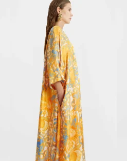 La DoubleJ Vestiti<Muumuu DressAnemone Orange in Silk Twill
