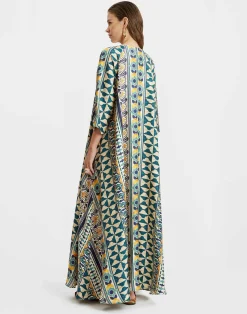 La DoubleJ Vestiti<Muumuu DressCasareale Small Plac&egrave;e Cream in Silk Twill