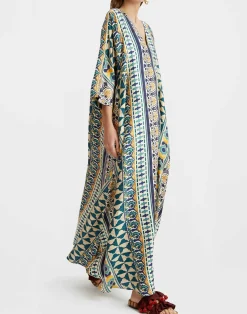 La DoubleJ Vestiti<Muumuu DressCasareale Small Plac&egrave;e Cream in Silk Twill