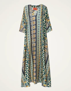 La DoubleJ Vestiti<Muumuu DressCasareale Small Plac&egrave;e Cream in Silk Twill