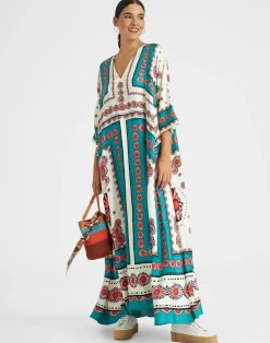 La DoubleJ Vestiti<Muumuu DressDaisy Placée Turquoise in Twill Silk