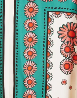 La DoubleJ Vestiti<Muumuu DressDaisy Plac&eacute;e Turquoise in Twill Silk
