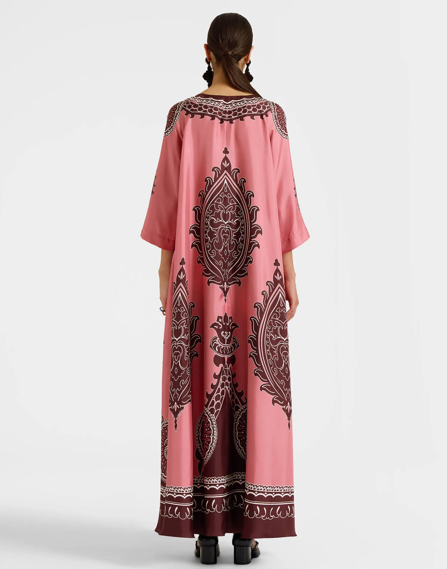 La DoubleJ Vestiti<Muumuu DressOltrarno Placée Pink in Silk Twill