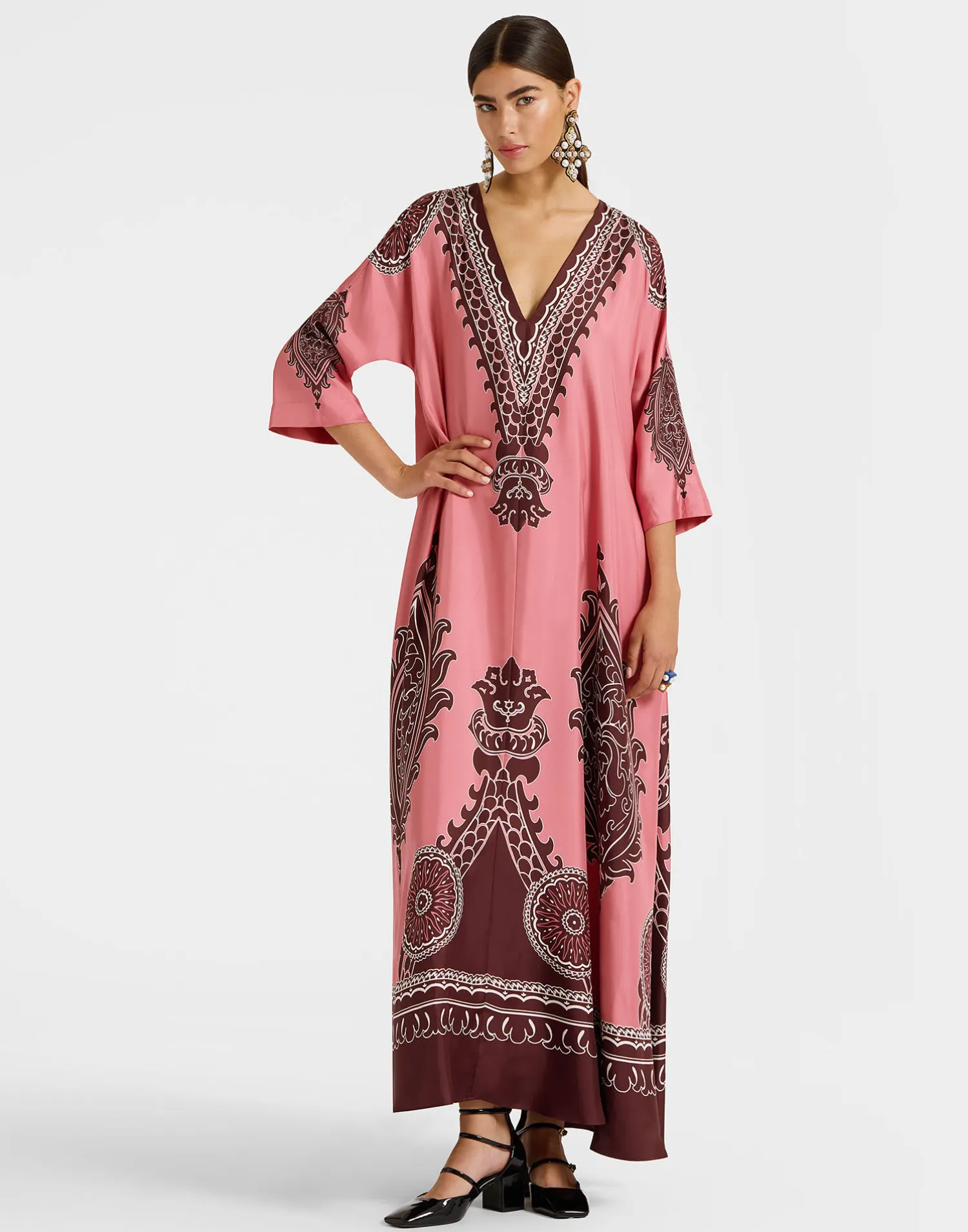 La DoubleJ Vestiti<Muumuu DressOltrarno Placée Pink in Silk Twill