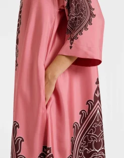 La DoubleJ Vestiti<Muumuu DressOltrarno Placée Pink in Silk Twill