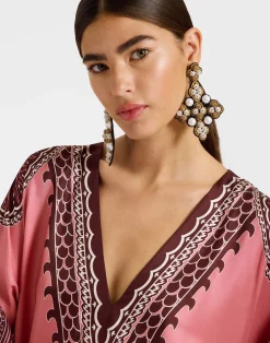 La DoubleJ Vestiti<Muumuu DressOltrarno Placée Pink in Silk Twill