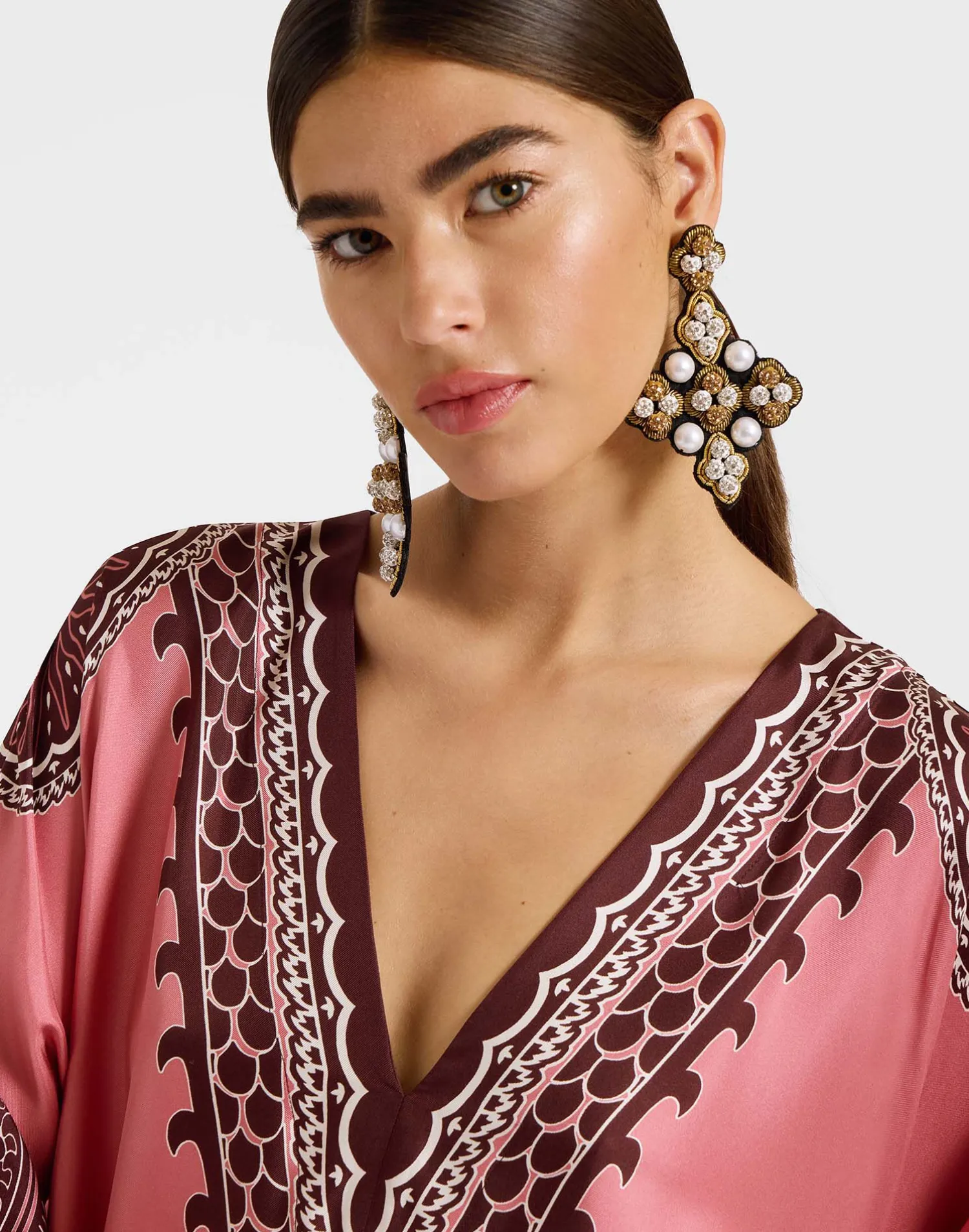 La DoubleJ Vestiti<Muumuu DressOltrarno Placée Pink in Silk Twill