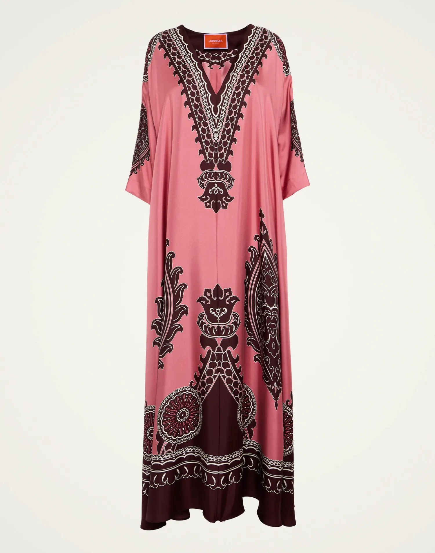 La DoubleJ Vestiti<Muumuu DressOltrarno Placée Pink in Silk Twill