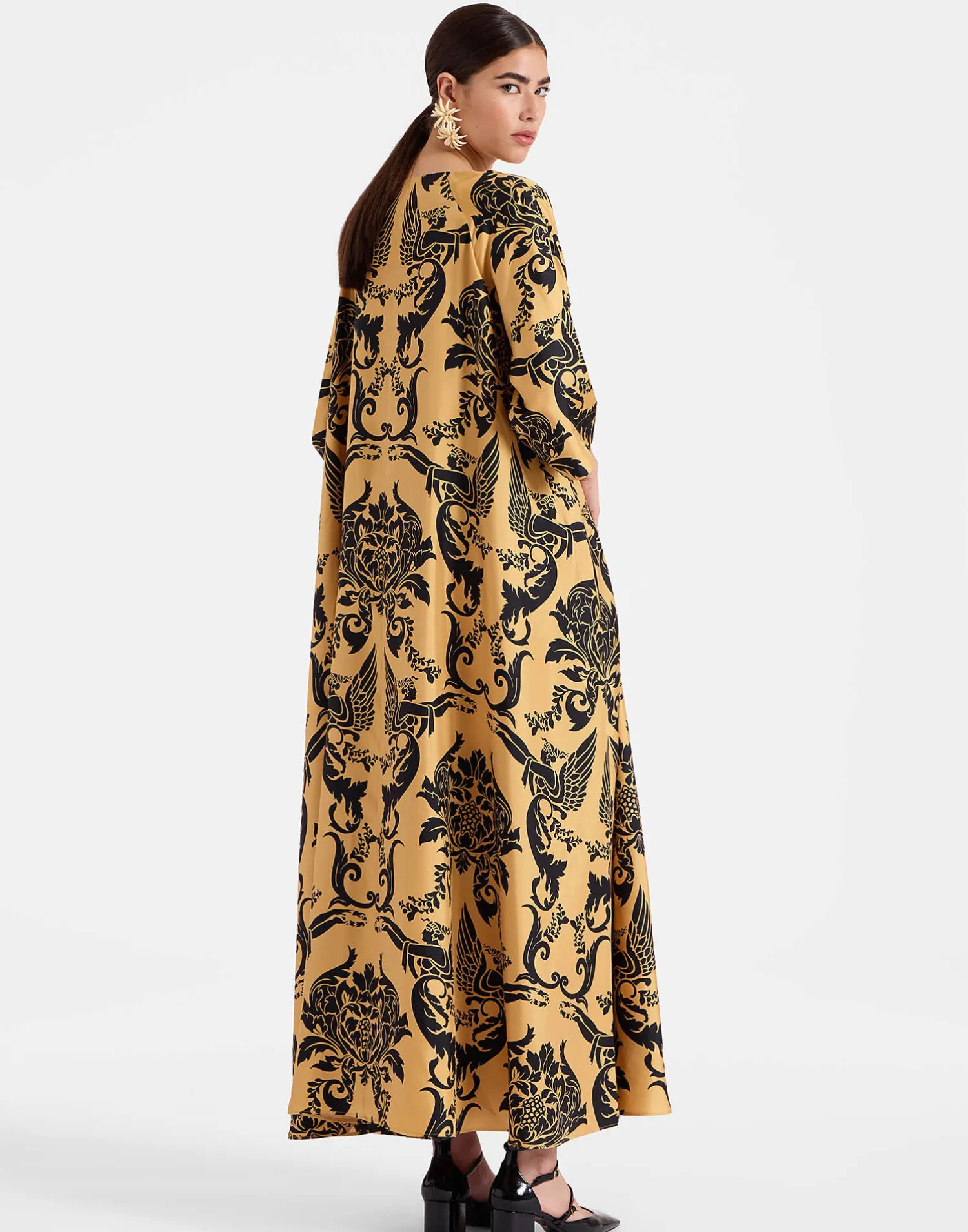 La DoubleJ Vestiti<Muumuu Dress Round NeckCherubs Gold in Silk Twill