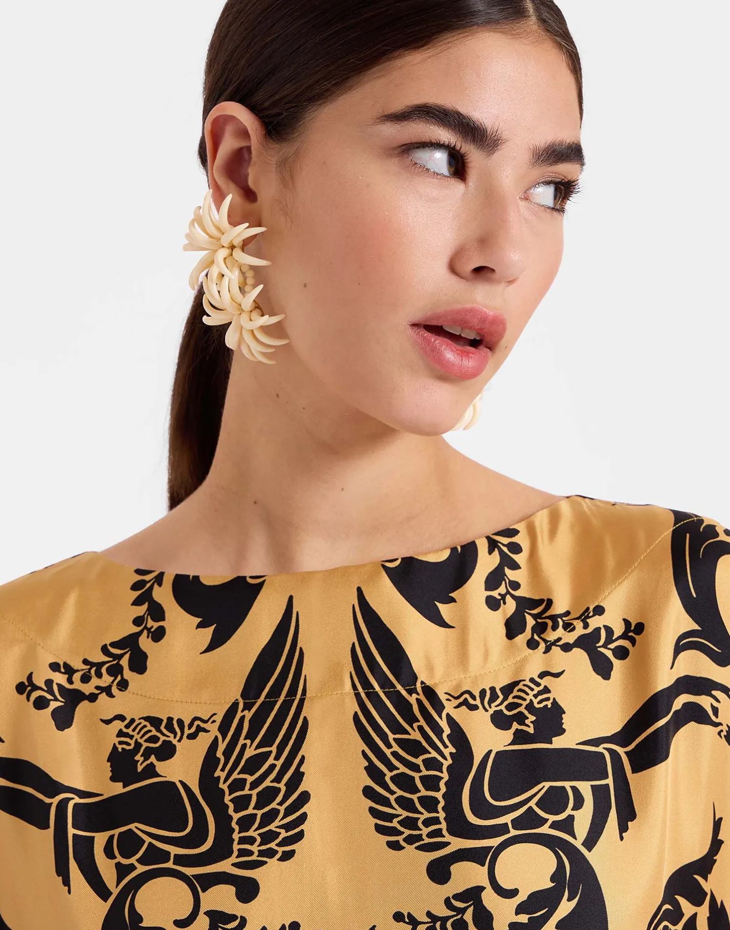 La DoubleJ Vestiti<Muumuu Dress Round NeckCherubs Gold in Silk Twill