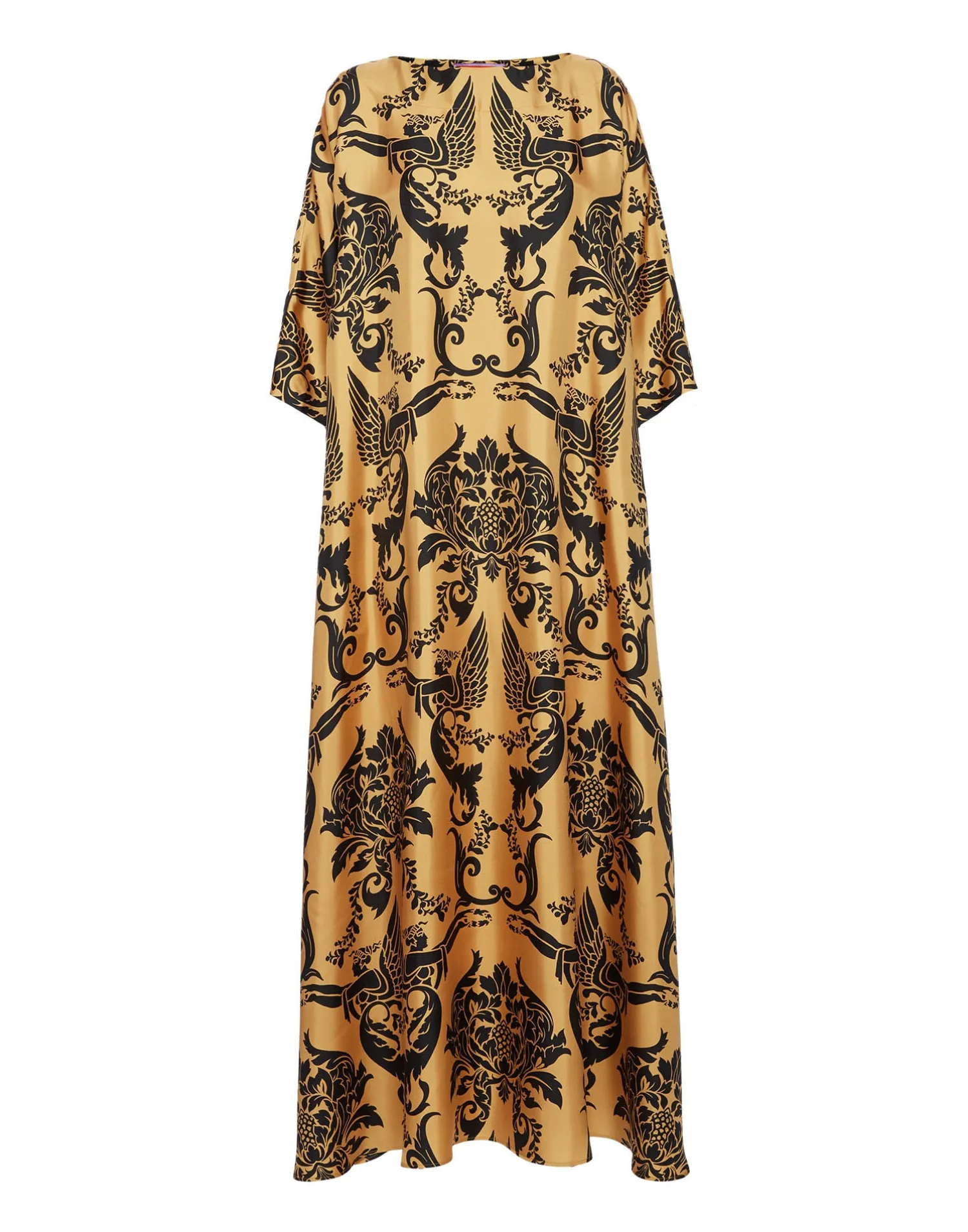 La DoubleJ Party Dressing<Muumuu Dress Round NeckCherubs Gold in Silk Twill