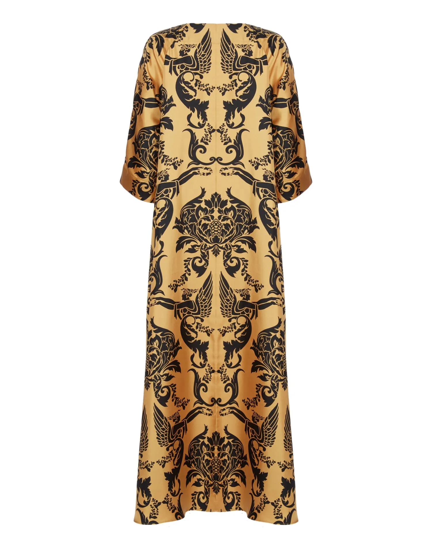La DoubleJ Party Dressing<Muumuu Dress Round NeckCherubs Gold in Silk Twill
