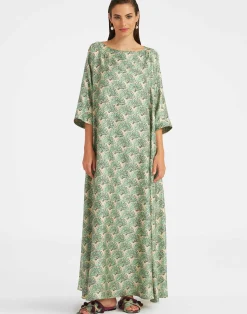 La DoubleJ Vestiti<Muumuu Dress Round NeckFans Mint in Silk Twill