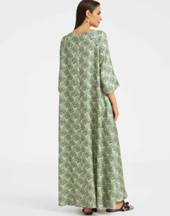 La DoubleJ Vestiti<Muumuu Dress Round NeckFans Mint in Silk Twill
