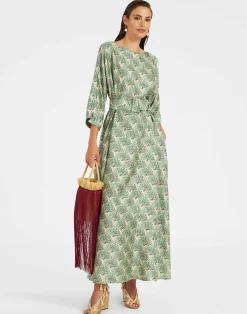 La DoubleJ Vestiti<Muumuu Dress Round NeckFans Mint in Silk Twill