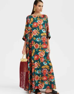 La DoubleJ Vestiti<Muumuu Dress Round NeckHottie Emerald in Silk Twill