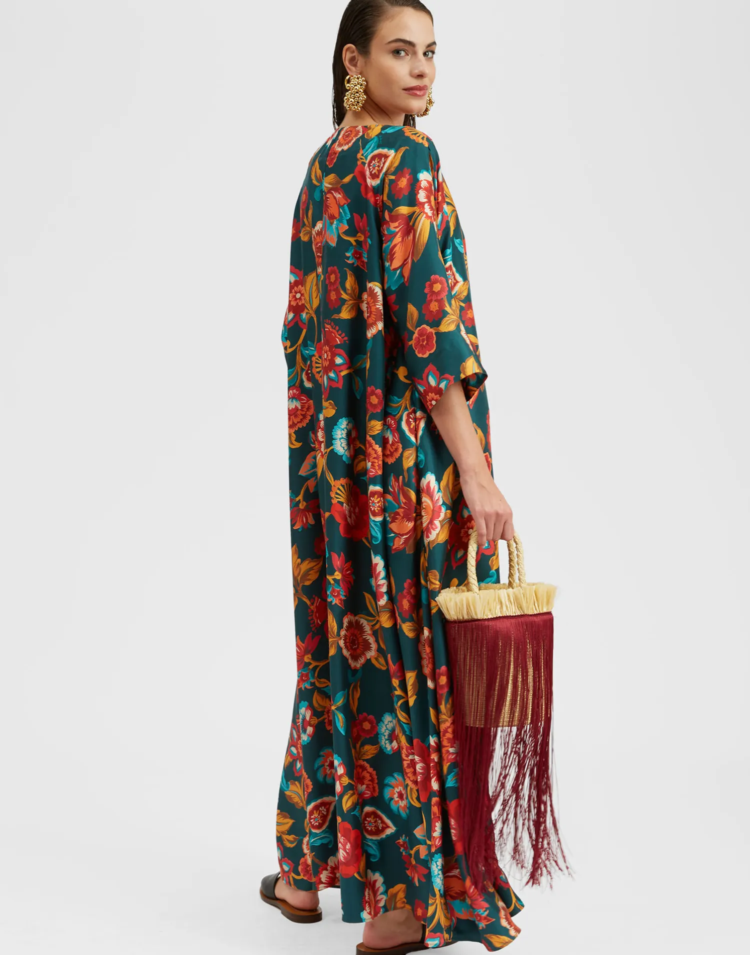 La DoubleJ Vestiti<Muumuu Dress Round NeckHottie Emerald in Silk Twill