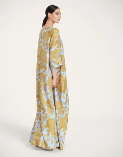 La DoubleJ Vestiti<Muumuu Dress Round NeckTangle Light Blue in Silk Twill