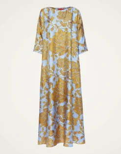 La DoubleJ Vestiti<Muumuu Dress Round NeckTangle Light Blue in Silk Twill