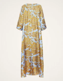 La DoubleJ Vestiti<Muumuu Dress Round NeckTangle Light Blue in Silk Twill