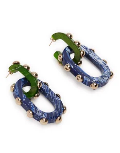 La DoubleJ Bijoux|Accessories<Nefertiti Double EarringsDark Green in Acrylic Resin