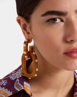 La DoubleJ Bijoux|Accessories<Nefertiti Double EarringsSolid Rust in Acrylic Resin