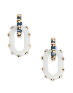 La DoubleJ Bijoux|Accessories<Nefertiti Double EarringsSolid Teal in Acrylic Resin