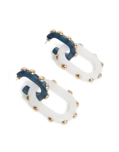 La DoubleJ Bijoux|Accessories<Nefertiti Double EarringsSolid Teal in Acrylic Resin