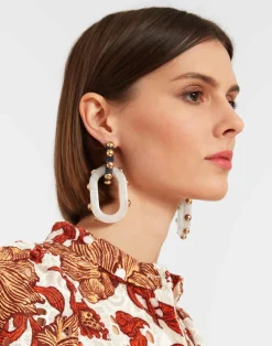 La DoubleJ Bijoux|Accessories<Nefertiti Double EarringsSolid Teal in Acrylic Resin