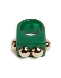 La DoubleJ Bijoux|Accessories<Nefertiti RingGreen in Acrylic Resin